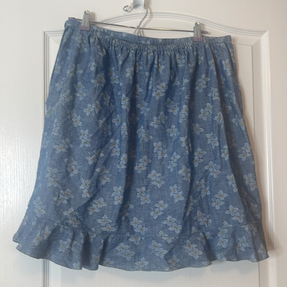 J Crew Mercantile Printed Chambray Faux Wrap Mini Skirt Size XL - Picture 5 of 11
